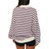imageREORIA Oversized Sweatshirt for Women Trendy Fall Fashion 2025 Y2k Striped Long Sleeve Pullover Rugby Shirt Tops ClothesRed Blue Striped