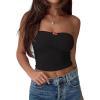 imageREORIA Women Sexy Ruched Tube Top Summer Y2K Trendy Going Out Double Lined Sleeveless Crop Tank TopsBlack