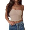 imageREORIA Women Sexy Ruched Tube Top Summer Y2K Trendy Going Out Double Lined Sleeveless Crop Tank TopsKhaki