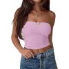 imageREORIA Women Sexy Ruched Tube Top Summer Y2K Trendy Going Out Double Lined Sleeveless Crop Tank TopsPetal