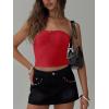 imageREORIA Women Sexy Ruched Tube Top Summer Y2K Trendy Going Out Double Lined Sleeveless Crop Tank TopsRed
