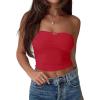 imageREORIA Women Sexy Ruched Tube Top Summer Y2K Trendy Going Out Double Lined Sleeveless Crop Tank TopsRed
