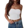 imageREORIA Women Sexy Ruched Tube Top Summer Y2K Trendy Going Out Double Lined Sleeveless Crop Tank TopsWhite