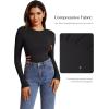 imageREORIA Womens Basic Crewneck Long Sleeve Tummy Control Thong Bodysuit TopsBlack