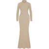 imageREORIA Womens Casual Mock Turtleneck Long Sleeve Elegant Long Dress Lounge Ribbed Bodycon Maxi DressesKhaki