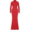 imageREORIA Womens Casual Mock Turtleneck Long Sleeve Elegant Long Dress Lounge Ribbed Bodycon Maxi DressesRed