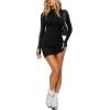 imageREORIA Womens Fall Casual Front Zipper Long Sleeve Dress Trendy Bodycon Mini Dresses for Women 2025Black