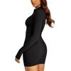 imageREORIA Womens Fall Casual Front Zipper Long Sleeve Dress Trendy Bodycon Mini Dresses for Women 2025Black