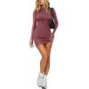imageREORIA Womens Fall Casual Front Zipper Long Sleeve Dress Trendy Bodycon Mini Dresses for Women 2025Masala