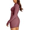 imageREORIA Womens Fall Casual Front Zipper Long Sleeve Dress Trendy Bodycon Mini Dresses for Women 2025Masala