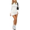imageREORIA Womens Fall Casual Front Zipper Long Sleeve Dress Trendy Bodycon Mini Dresses for Women 2025White
