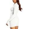 imageREORIA Womens Fall Casual Front Zipper Long Sleeve Dress Trendy Bodycon Mini Dresses for Women 2025White