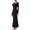 imageREORIA Womens Long Sleeve Inverted Trapezoid Cross Neck Mermaid Dress 2025 FallWinter Designer CollectionBlack