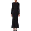 imageREORIA Womens Long Sleeve Inverted Trapezoid Cross Neck Mermaid Dress 2025 FallWinter Designer CollectionBlack