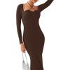 imageREORIA Womens Long Sleeve Inverted Trapezoid Cross Neck Mermaid Dress 2025 FallWinter Designer CollectionCocoa