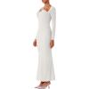 imageREORIA Womens Long Sleeve Inverted Trapezoid Cross Neck Mermaid Dress 2025 FallWinter Designer CollectionGrey
