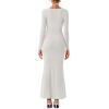 imageREORIA Womens Long Sleeve Inverted Trapezoid Cross Neck Mermaid Dress 2025 FallWinter Designer CollectionGrey
