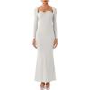 imageREORIA Womens Long Sleeve Inverted Trapezoid Cross Neck Mermaid Dress 2025 FallWinter Designer CollectionGrey