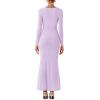 imageREORIA Womens Long Sleeve Inverted Trapezoid Cross Neck Mermaid Dress 2025 FallWinter Designer CollectionLavender
