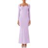 imageREORIA Womens Long Sleeve Inverted Trapezoid Cross Neck Mermaid Dress 2025 FallWinter Designer CollectionLavender