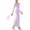 imageREORIA Womens Long Sleeve Inverted Trapezoid Cross Neck Mermaid Dress 2025 FallWinter Designer CollectionLavender