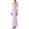 imageREORIA Womens Long Sleeve Inverted Trapezoid Cross Neck Mermaid Dress 2025 FallWinter Designer CollectionLavender