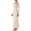 imageREORIA Womens Long Sleeve Inverted Trapezoid Cross Neck Mermaid Dress 2025 FallWinter Designer CollectionNude