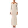 imageREORIA Womens Long Sleeve Inverted Trapezoid Cross Neck Mermaid Dress 2025 FallWinter Designer CollectionNude