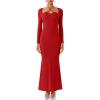 imageREORIA Womens Long Sleeve Inverted Trapezoid Cross Neck Mermaid Dress 2025 FallWinter Designer CollectionRed