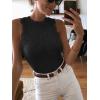 imageREORIA Womens Sexy Sleeveless Racer Back Halter Neck Lace Y2K Trendy Bodysuit Tank TopsBlack