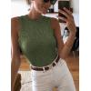 imageREORIA Womens Sexy Sleeveless Racer Back Halter Neck Lace Y2K Trendy Bodysuit Tank TopsDark Green