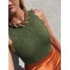 imageREORIA Womens Sexy Sleeveless Racer Back Halter Neck Lace Y2K Trendy Bodysuit Tank TopsDark Green
