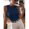 imageREORIA Womens Sexy Sleeveless Racer Back Halter Neck Lace Y2K Trendy Bodysuit Tank TopsNavy Blue