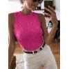 imageREORIA Womens Sexy Sleeveless Racer Back Halter Neck Lace Y2K Trendy Bodysuit Tank TopsNeon Rose Red