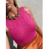 imageREORIA Womens Sexy Sleeveless Racer Back Halter Neck Lace Y2K Trendy Bodysuit Tank TopsNeon Rose Red
