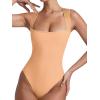imageREORIA Womens Sexy Sleeveless Square Neck Mesh Sheer Double Lined 2025 Trendy Going Out Bodysuit TopsPeach Fuzz