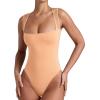 imageREORIA Womens Sexy Sleeveless Square Neck Mesh Sheer Double Lined 2025 Trendy Going Out Bodysuit TopsPeach Fuzz