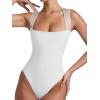 imageREORIA Womens Sexy Sleeveless Square Neck Mesh Sheer Double Lined 2025 Trendy Going Out Bodysuit TopsWhite