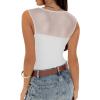 imageREORIA Womens Sexy Sleeveless Square Neck Mesh Sheer Double Lined 2025 Trendy Going Out Bodysuit TopsWhite