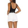 imageREORIA Womens Sexy Square Neck Sleeveless Backless Seamless Double Lined Bodysuits Tank TopsBlack