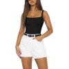 imageREORIA Womens Sexy Square Neck Sleeveless Backless Seamless Double Lined Bodysuits Tank TopsBlack