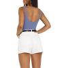 imageREORIA Womens Sexy Square Neck Sleeveless Backless Seamless Double Lined Bodysuits Tank TopsBlue Nova