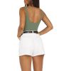 imageREORIA Womens Sexy Square Neck Sleeveless Backless Seamless Double Lined Bodysuits Tank TopsDark Green