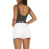 imageREORIA Womens Sexy Square Neck Sleeveless Backless Seamless Double Lined Bodysuits Tank TopsGrey