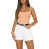 imageREORIA Womens Sexy Square Neck Sleeveless Backless Seamless Double Lined Bodysuits Tank TopsPeach Fuzz