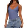 imageREORIA Womens Sexy Trendy Open Back V Neck Spaghetti Strap Backless Trendy Cami Bodysuit TopsBlue Nova