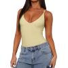 imageREORIA Womens Sexy Trendy Open Back V Neck Spaghetti Strap Backless Trendy Cami Bodysuit TopsHoneybee