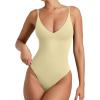 imageREORIA Womens Sexy Trendy Open Back V Neck Spaghetti Strap Backless Trendy Cami Bodysuit TopsHoneybee