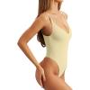 imageREORIA Womens Sexy Trendy Open Back V Neck Spaghetti Strap Backless Trendy Cami Bodysuit TopsHoneybee