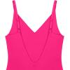 imageREORIA Womens Sexy Trendy Open Back V Neck Spaghetti Strap Backless Trendy Cami Bodysuit TopsNeon Rose Red